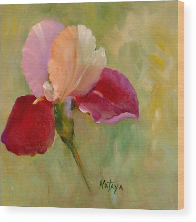 Iris Wood Print featuring the painting Iris Elegante by Nataya Crow