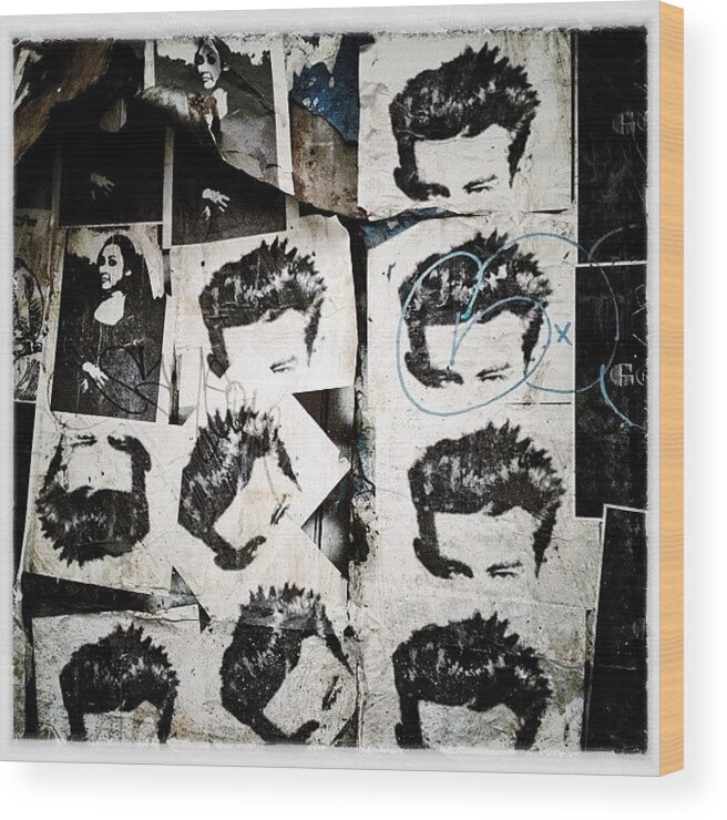 Wheatpaste Wood Print featuring the photograph James Dean by Natasha Marco