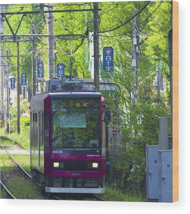 Eos7d Wood Print featuring the photograph #japan #tokyo #railway #train #tram by Kujira Nijino