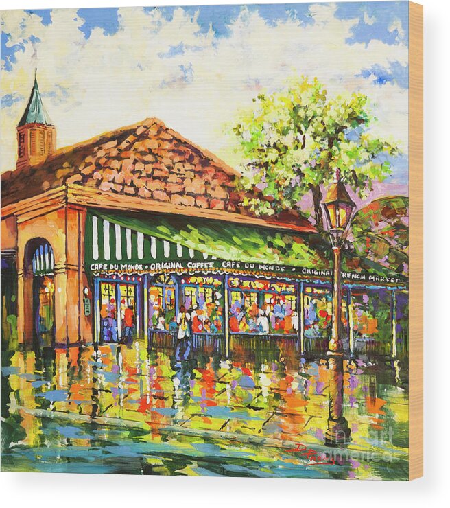 Cafe Du Monde Wood Print featuring the painting Jazz at Cafe du Monde by Dianne Parks