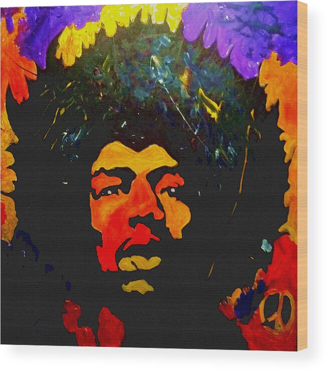 Jimi Wood Print featuring the painting Jimi The Man by Neal Barbosa