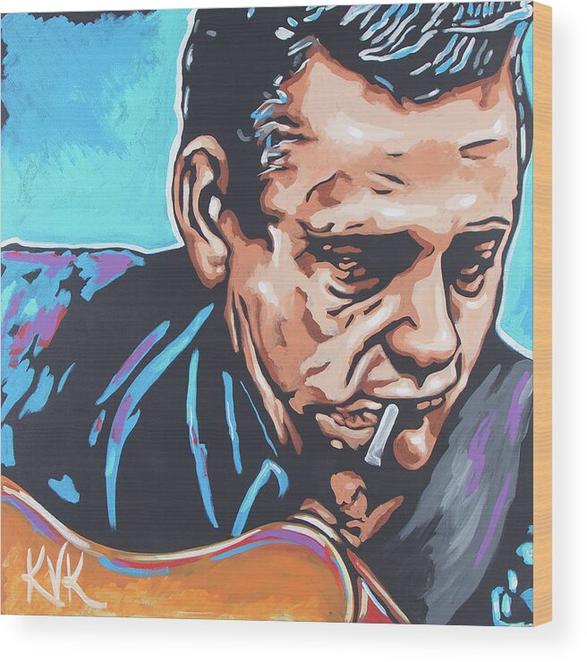 Johnny Cash Art Wood Print featuring the painting Johnny Cash by Katia Von Kral