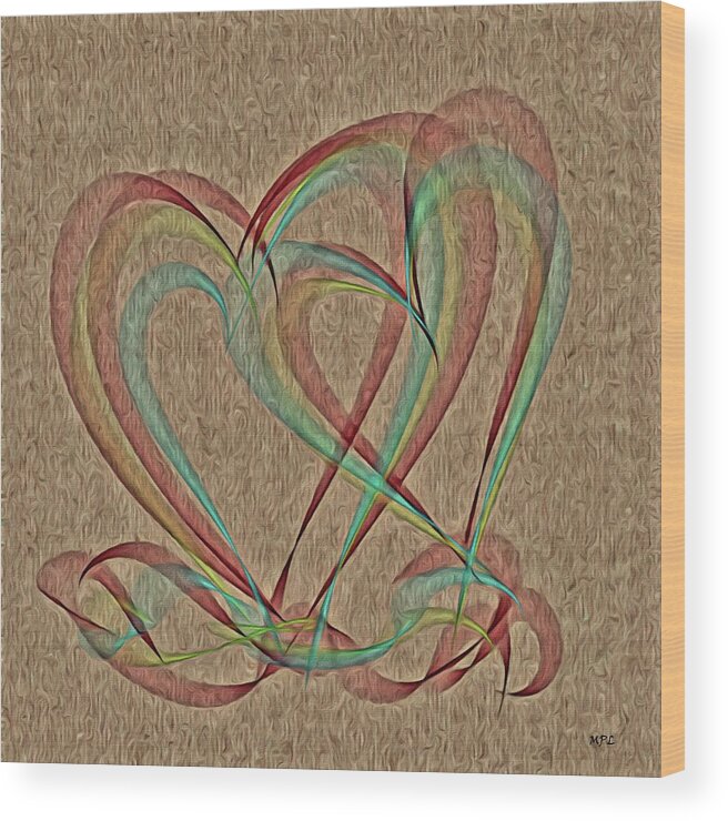 Hearts Wood Print featuring the painting Joined at the Heart by Marian Lonzetta