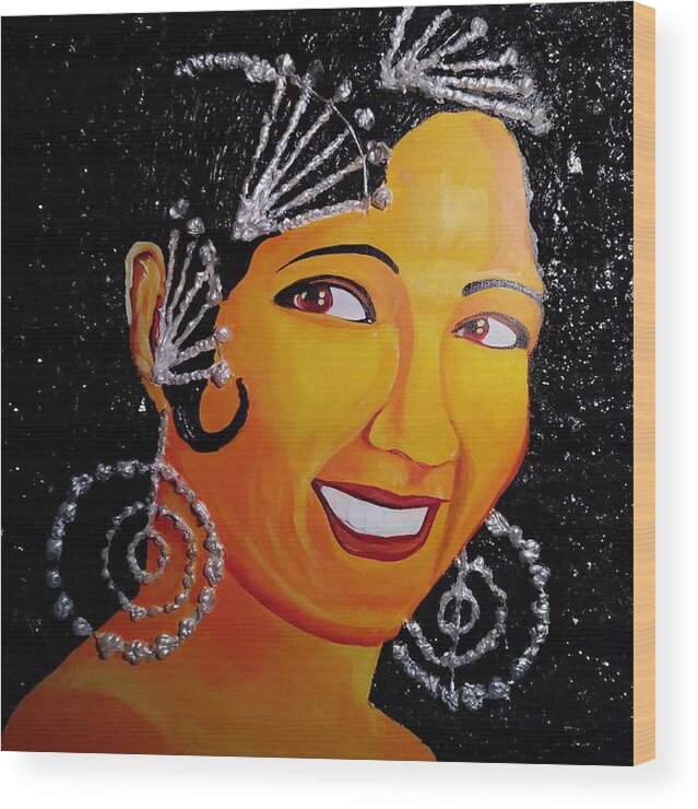 Josephine Bake Wood Print featuring the painting Josephine's Smile by Femme Blaicasso