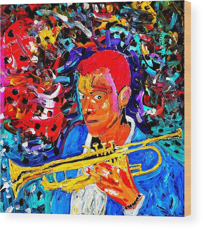 Webs Day Night Band Wood Print featuring the painting Joshua Bluegreen-Cripps by Neal Barbosa