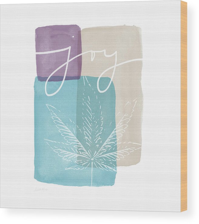 Cannabis Wood Print featuring the mixed media Joy Cannabis Leaf Watercolor- Art by Linda Woods by Linda Woods