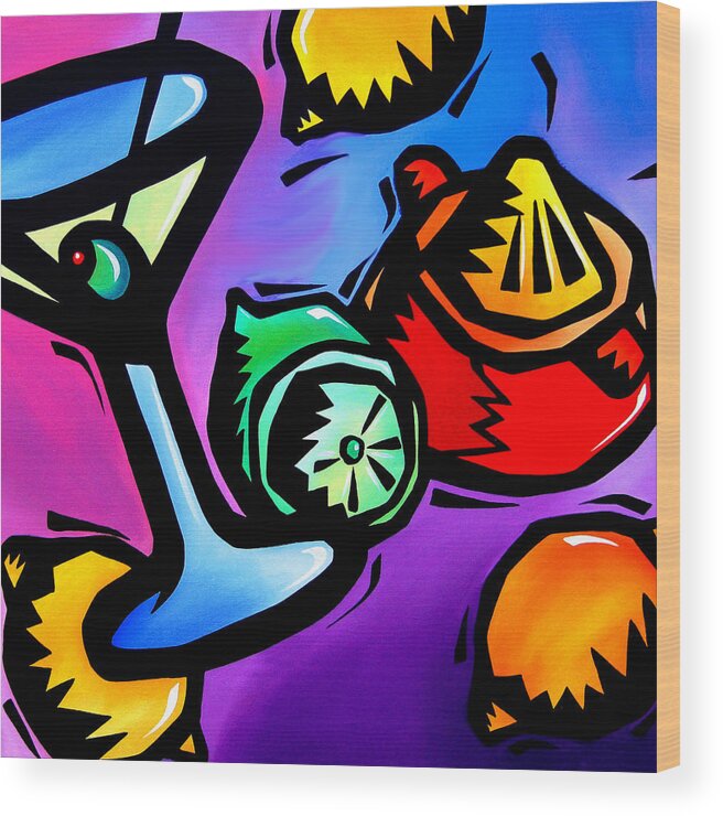 Fidostudio Wood Print featuring the painting Juicing - Abstract Pop Art by Fidostudio by Tom Fedro