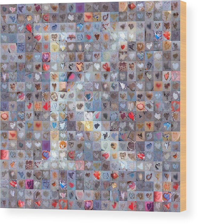 Found Hearts Wood Print featuring the digital art K in Confetti by Boy Sees Hearts