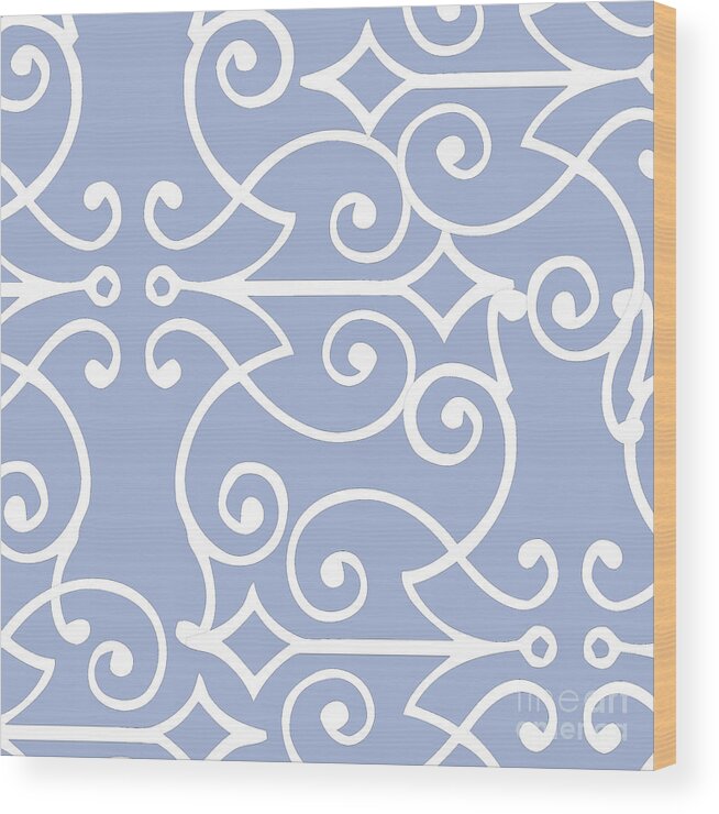 Blue Wood Print featuring the painting Kasbah Blue Arabesque by Mindy Sommers