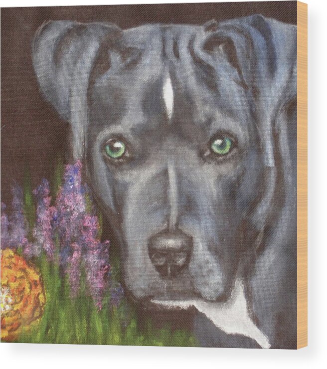 Blue Dog Wood Print featuring the painting Kennedy by Carol Russell