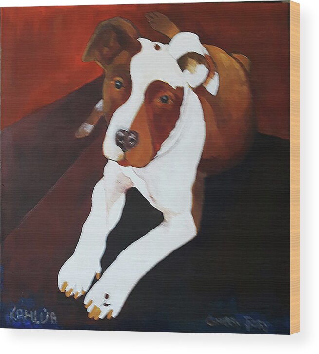 Dog Wood Print featuring the painting Kahlua by Gabby Tary