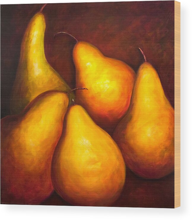 Still Life Yellow Wood Print featuring the painting La Familia by Shannon Grissom
