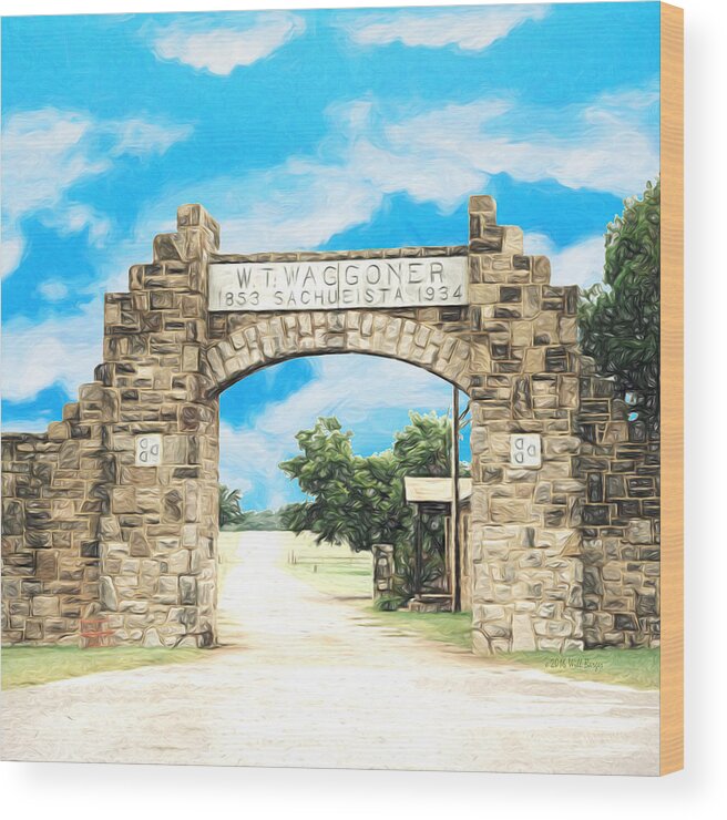 Texas Wood Print featuring the painting La Puerta Principal - Main Gate, Nbr 1F by Will Barger