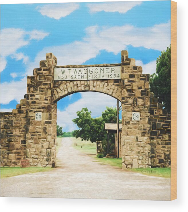 Texas Wood Print featuring the painting La Puerta Principal - Main Gate, Nbr 1G by Will Barger