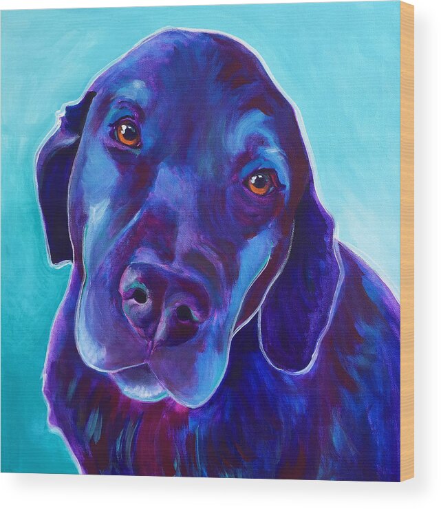 Dog Wood Print featuring the painting Lab - Gus by Dawg Painter