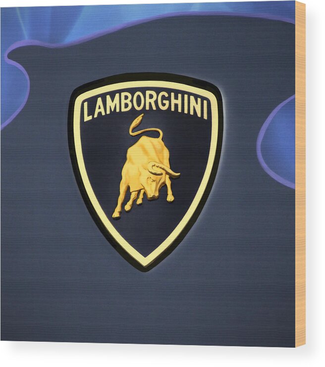 Lamborghini Emblem Wood Print featuring the photograph Lamborghini Emblem by Mike McGlothlen