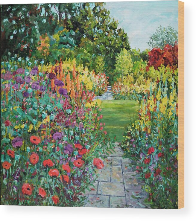 Flowers Wood Print featuring the painting Landscape with Poppies by Ingrid Dohm