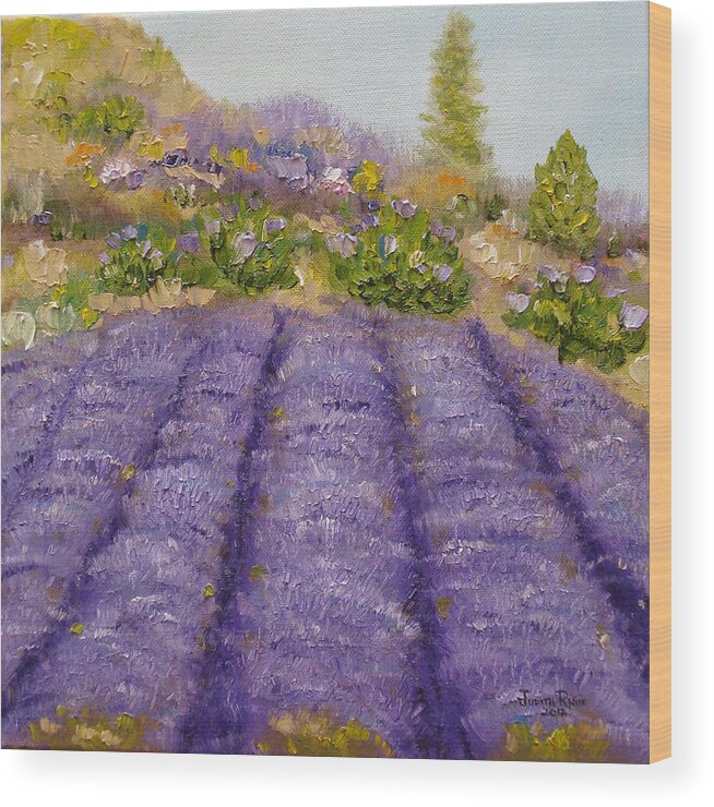Lavender Wood Print featuring the painting Lavender Field by Judith Rhue