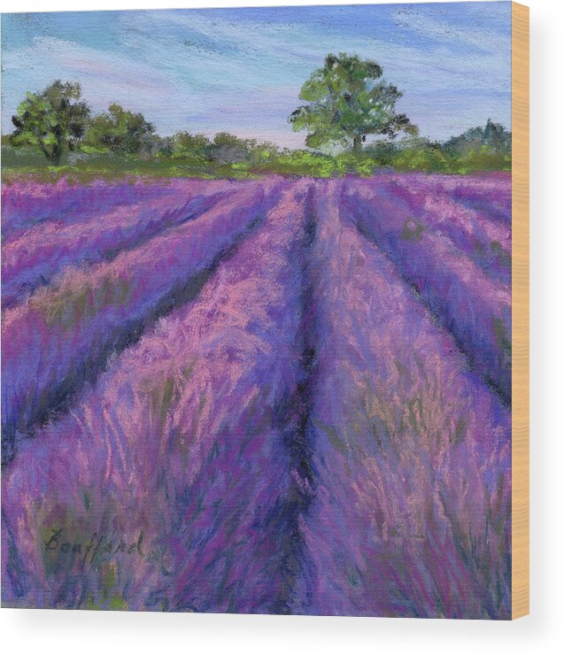Lavender Wood Print featuring the pastel Lavender Field by Vikki Bouffard