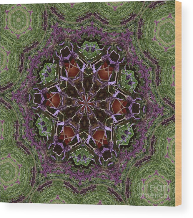 Buddhism Wood Print featuring the digital art Lavender Mandala 2 by Julia Underwood