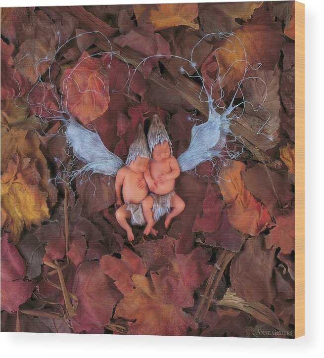 Autumn Wood Print featuring the photograph Fall Leaf Fairies by Anne Geddes
