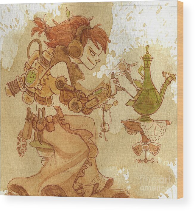 Steampunk Wood Print featuring the painting Lemongrass by Brian Kesinger