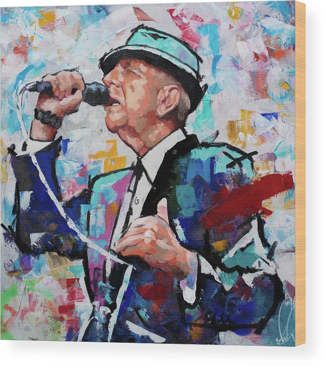 Leonard Cohen Wood Print featuring the painting Leonard Cohen by Richard Day