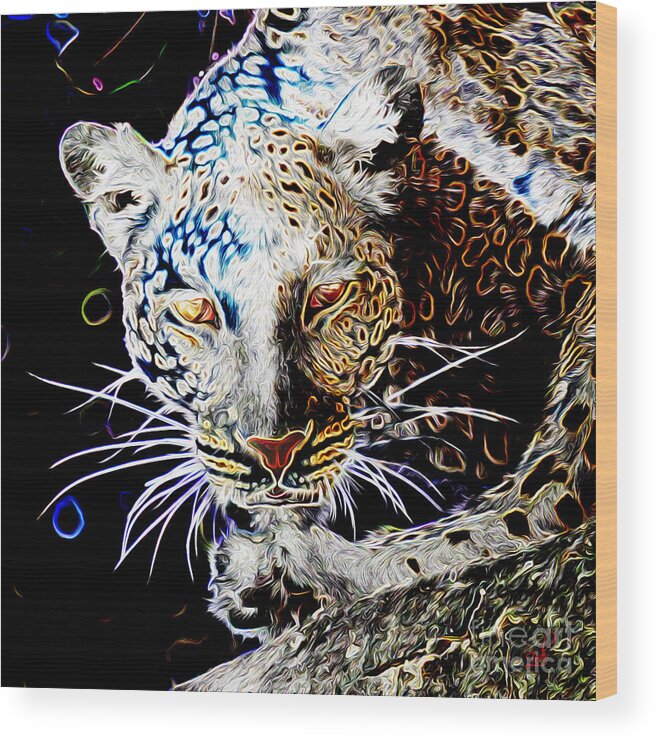 Leopardo Wood Print featuring the digital art Leopard by - Zedi -