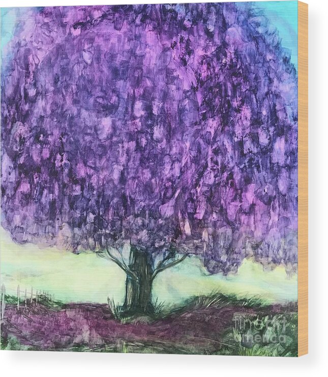 Jacaranda Wood Print featuring the painting Lilac Tree by Patty Donoghue
