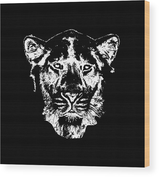 Lion-head Wood Print featuring the digital art Lion Head by Piotr Dulski