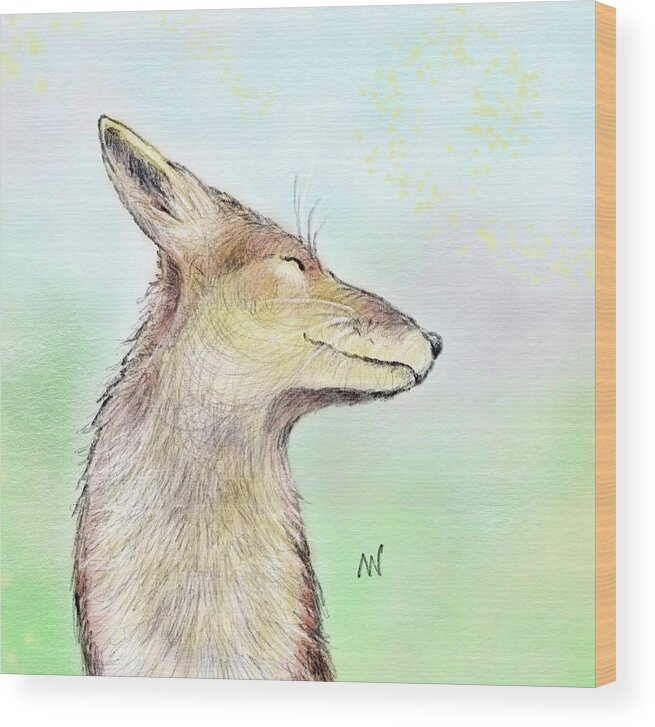 Fox Wood Print featuring the digital art Little Fox by AnneMarie Welsh
