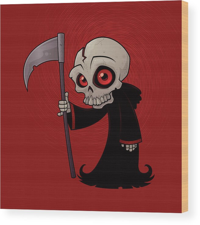 Grim Reaper Wood Print featuring the digital art Little Reaper by John Schwegel