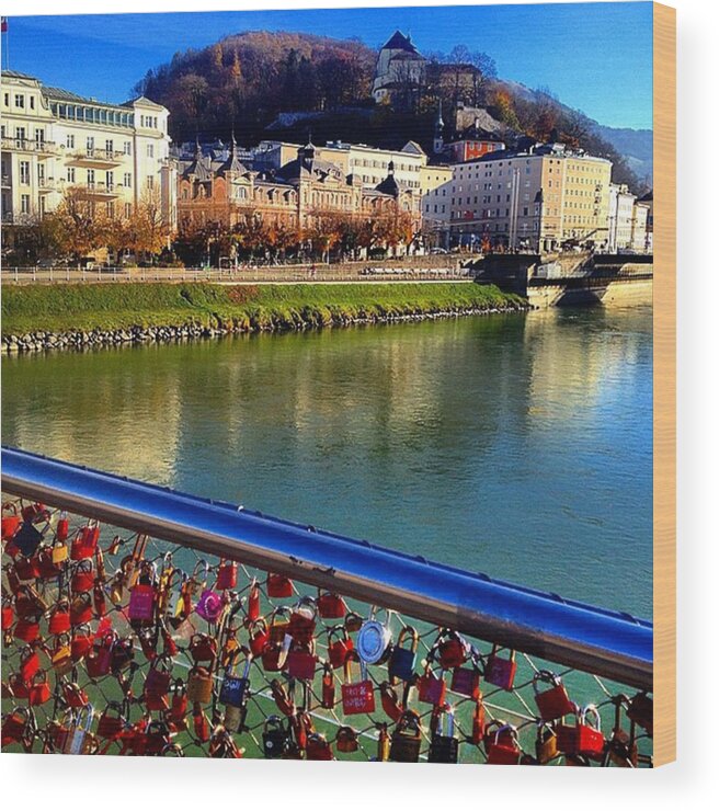 Europe Wood Print featuring the photograph #locks Of #love #bridge Over The #river by Mark Nowoslawski