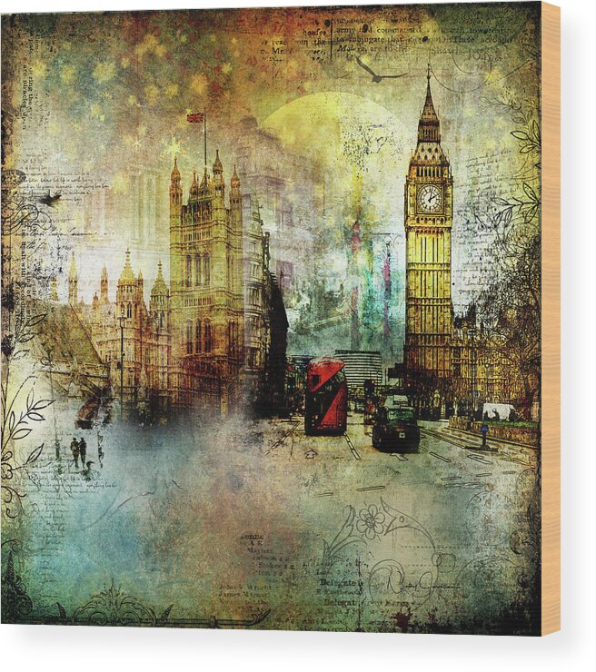 London Wood Print featuring the digital art London Lights by Nicky Jameson