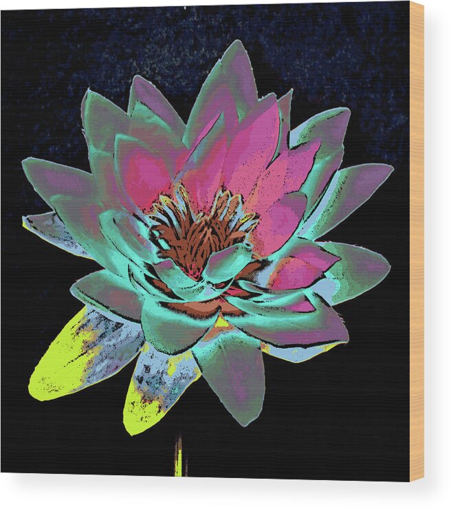 Flower Wood Print featuring the mixed media Lotus 2 by Ann Tracy