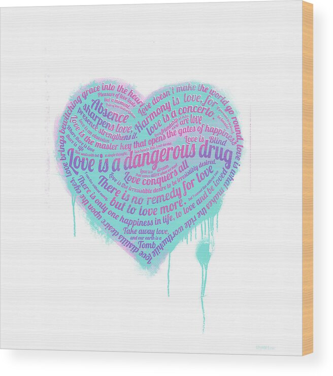Love Wood Print featuring the mixed media Love is a Drug by Simon Sturge