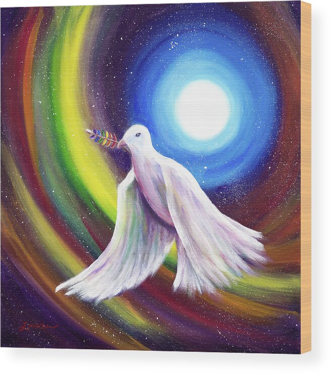 Love Is Love Wood Print featuring the painting Love is Love Peace Dove by Laura Iverson