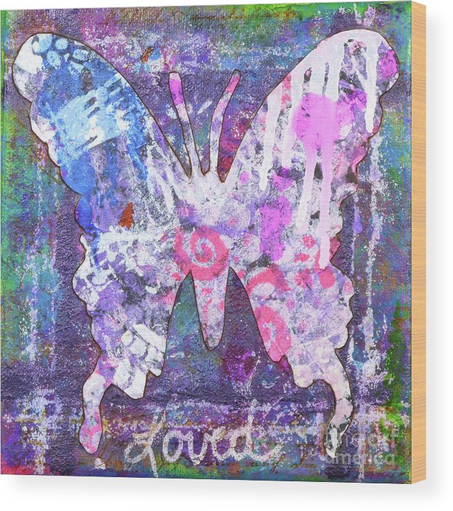 Crisman Wood Print featuring the painting Loved Butterfly by Lisa Crisman