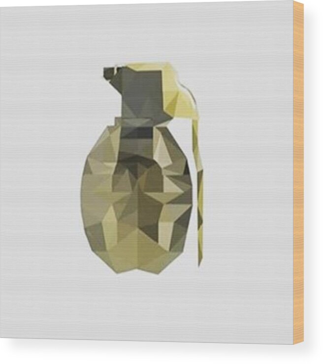 Graphicdesign Wood Print featuring the photograph Low Poly Grenade; Focusing On by Alisha Marie