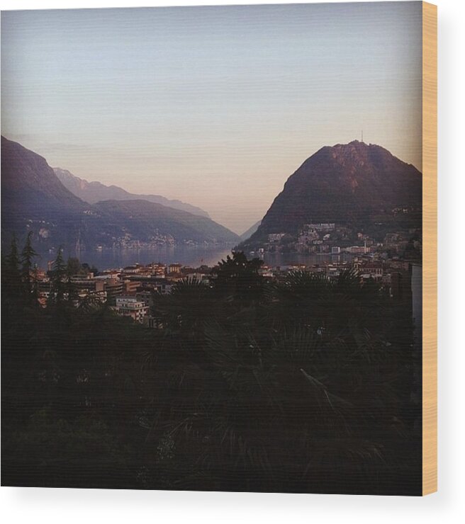 Tessin Wood Print featuring the photograph Lugano - Switzerland by Dario Boesch