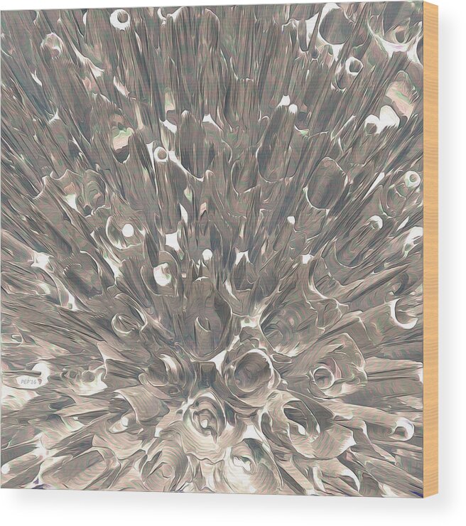 Macro Wood Print featuring the digital art Macro Fractal Abstract by Phil Perkins