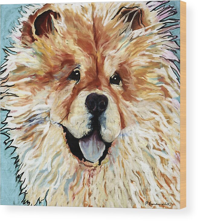 Chow Chow Wood Print featuring the pastel Madame Chu Cho by Pat Saunders-White