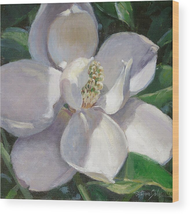 Magnolia Wood Print featuring the painting Magnolia by L Diane Johnson