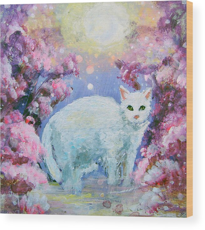 Cat Wood Print featuring the painting Makia by Ashleigh Dyan Bayer