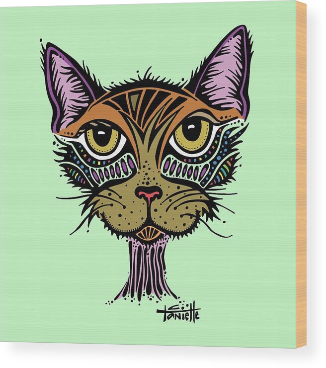 Cat Wood Print featuring the digital art Maisy by Tanielle Childers