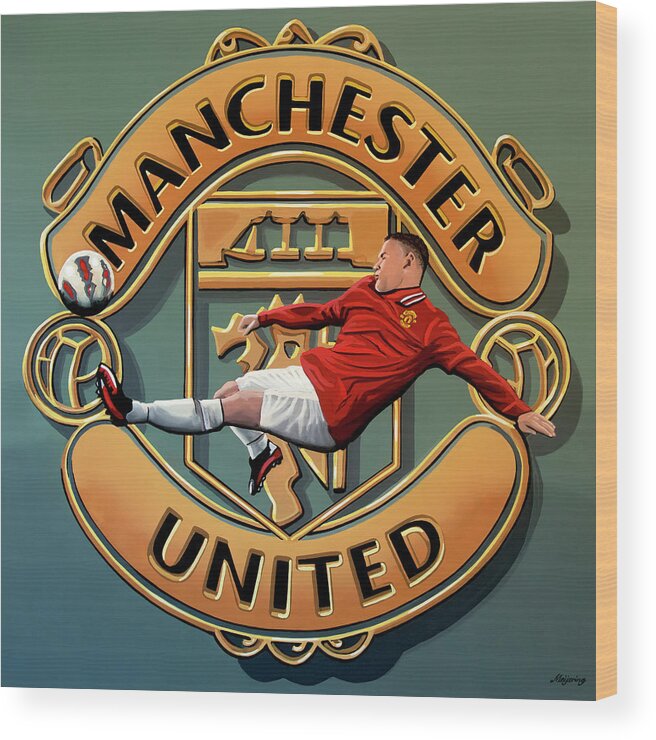 Wayne Rooney Wood Print featuring the painting Manchester United Painting by Paul Meijering