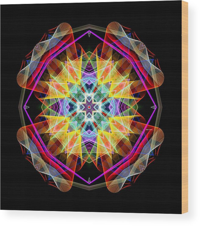 Rafael Salazar Wood Print featuring the digital art Mandala 3309A by Rafael Salazar