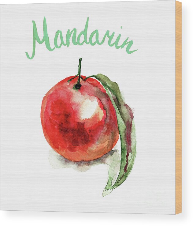 Background Wood Print featuring the painting Mandarin fruits by Regina Jershova