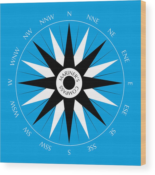 Mariners Compass Wood Print featuring the drawing Mariner's Compass by Frank Tschakert
