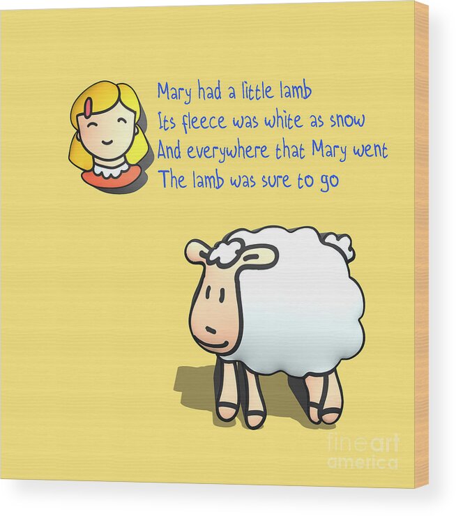 Mary Wood Print featuring the digital art Mary had a little lamb by Humorous Quotes